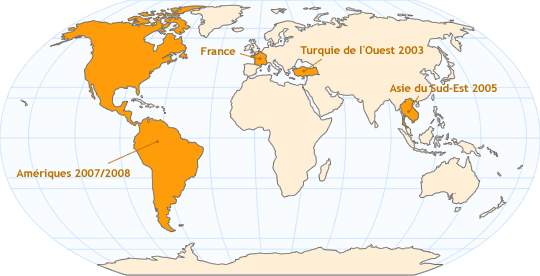 Carte du monde avec nos différents voyages