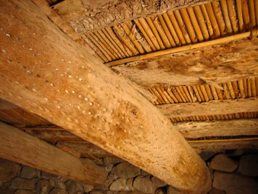 Le toit des habitations est en bois de cactus