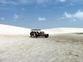 Après 45 minutes sur des pistes de sable, on est enfin arrivés aux dunes du parc de Lençóis Maranhenses