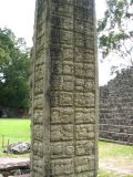 Derrière de nombreuses stèles se trouvent des glyphes racontant son histoire