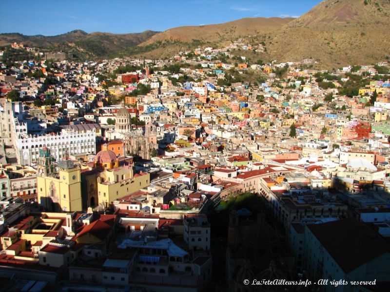 D'en haut, on jouit d'une suberbe vue sur Guanajuato